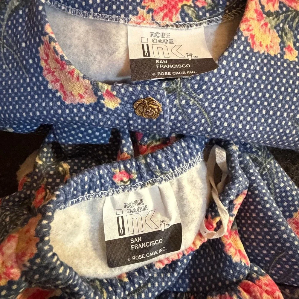 Vtg EUC Rose Cage San Fran toddler floral jacket skirt set‎ Faux Fur USA 2T-4T